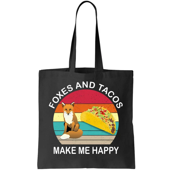 Foxes And Tacos Make Me Happy Retro Sunset Tote Bag