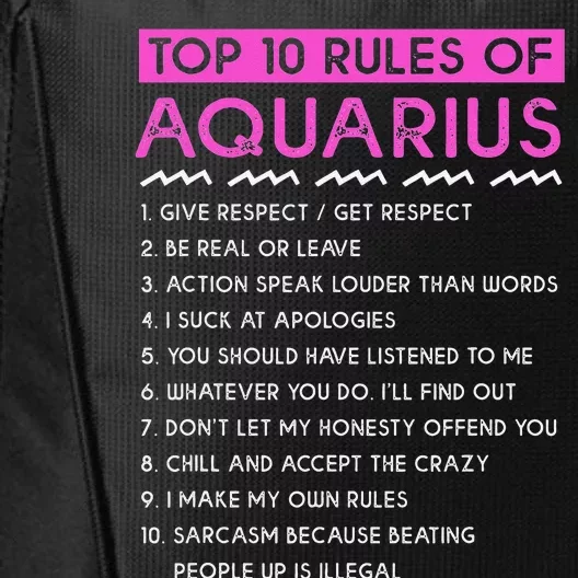 Funny Aquarius Top 10 Rules Of Aquarius City Backpack