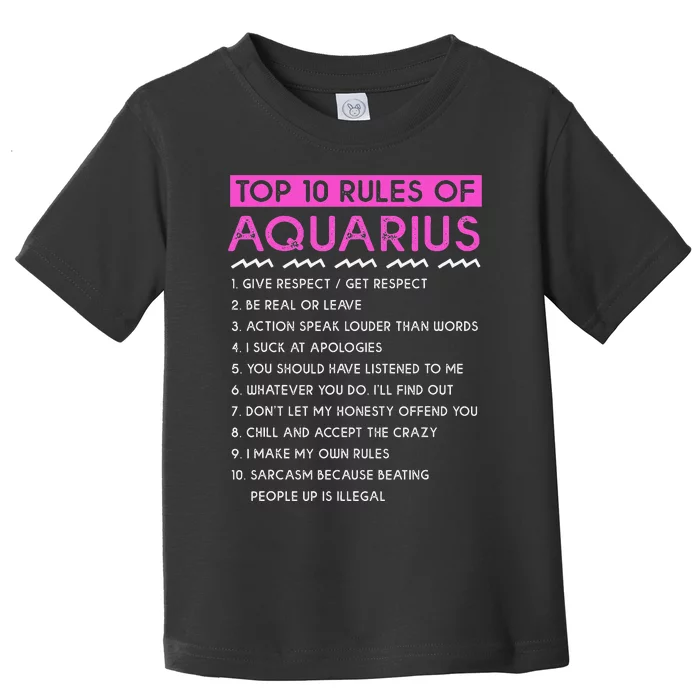 Funny Aquarius Top 10 Rules Of Aquarius Toddler T-Shirt