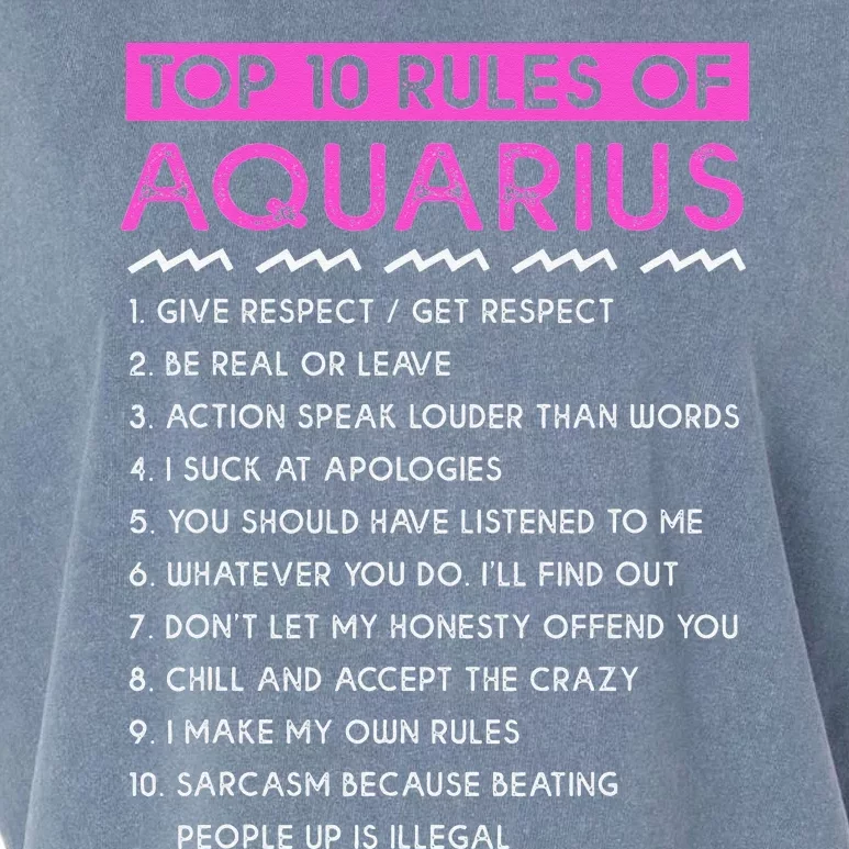 Funny Aquarius Top 10 Rules Of Aquarius Garment-Dyed Women's Muscle Tee