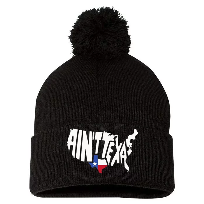 Funny Aint Texas USA Map Proud Texan Pom Pom 12in Knit Beanie