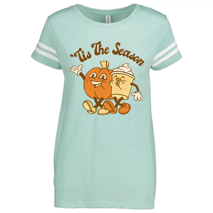 Fall Autumn Tis The Season Pumpkin Spice Coffee Latte Enza Ladies Jersey Football T-Shirt