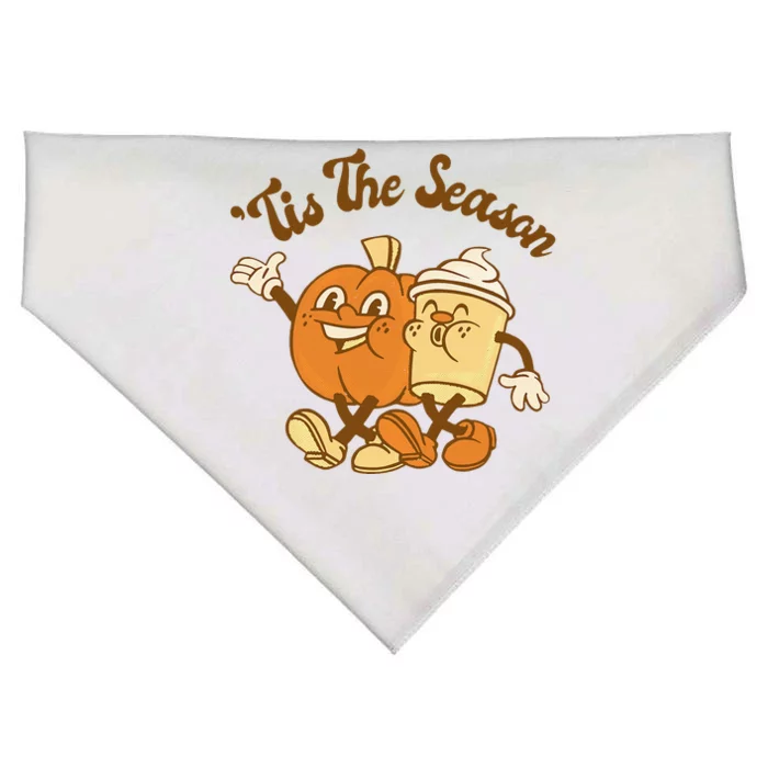 Fall Autumn Tis The Season Pumpkin Spice Coffee Latte USA-Made Doggie Bandana