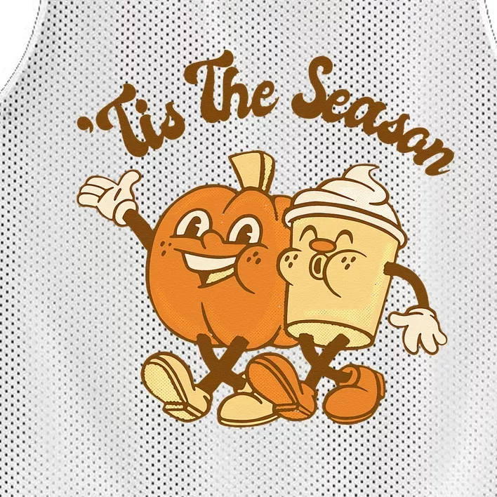 Fall Autumn Tis The Season Pumpkin Spice Coffee Latte Mesh Reversible Basketball Jersey Tank