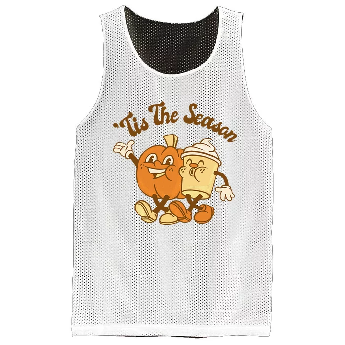 Fall Autumn Tis The Season Pumpkin Spice Coffee Latte Mesh Reversible Basketball Jersey Tank