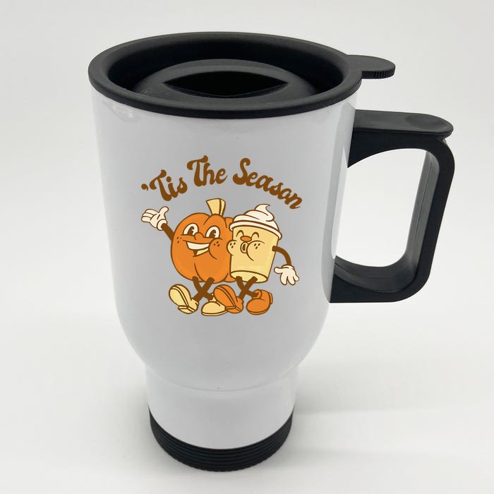 Fall Autumn Tis The Season Pumpkin Spice Coffee Latte Front & Back Stainless Steel Travel Mug