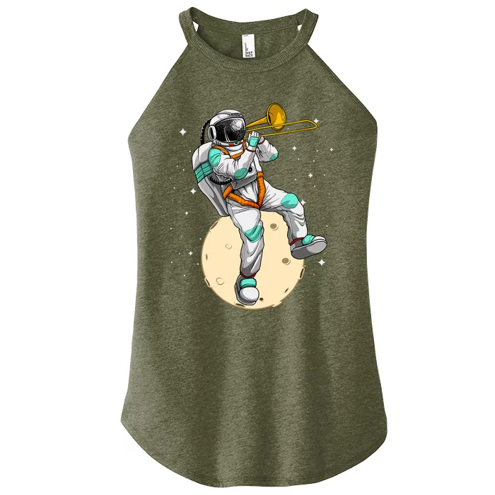 Funny Astronaut Trombone Art For Trombone Player Women’s Perfect Tri Rocker Tank