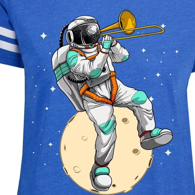 Funny Astronaut Trombone Art For Trombone Player Enza Ladies Jersey Football T-Shirt