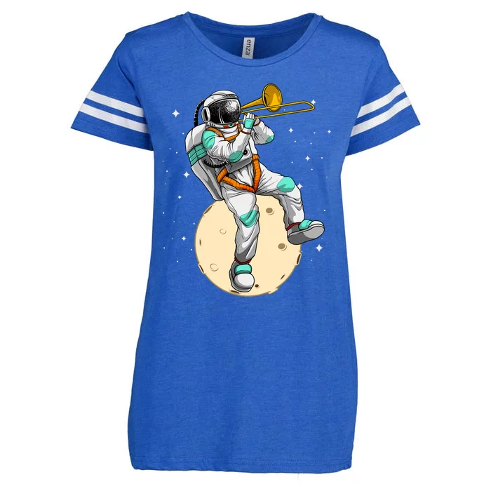 Funny Astronaut Trombone Art For Trombone Player Enza Ladies Jersey Football T-Shirt