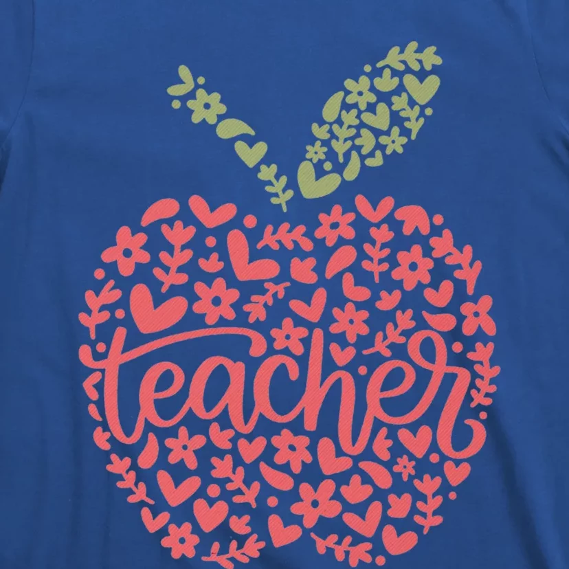 Floral Apple Teacher Life Teacher Appreciation Teaching Gift T-Shirt