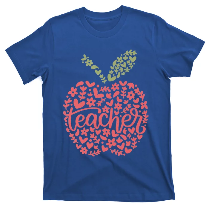 Floral Apple Teacher Life Teacher Appreciation Teaching Gift T-Shirt