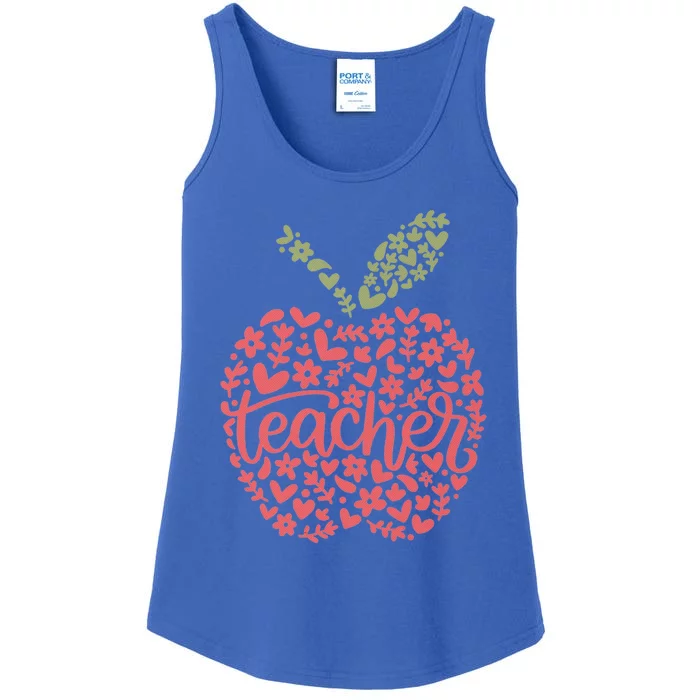 Floral Apple Teacher Life Teacher Appreciation Teaching Gift Ladies Essential Tank