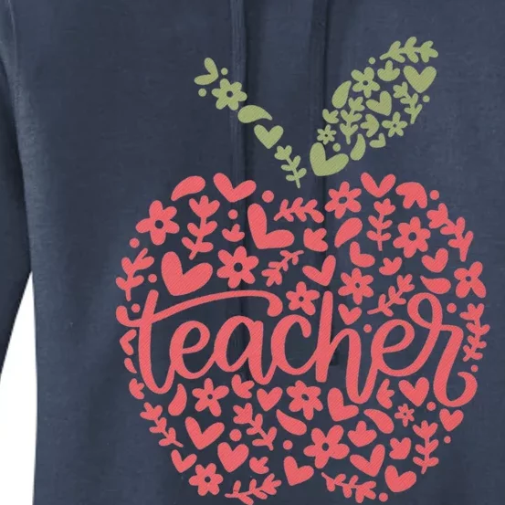 Floral Apple Teacher Life Teacher Appreciation Teaching Gift Women's Pullover Hoodie