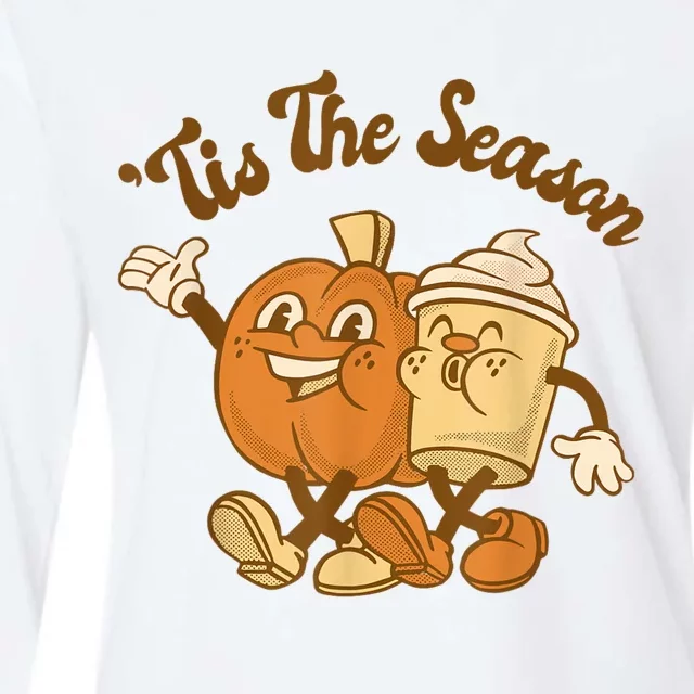 Fall Autumn Tis The Season Pumpkin Spice Coffee Latte Womens Cotton Relaxed Long Sleeve T-Shirt