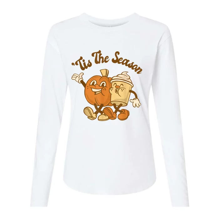 Fall Autumn Tis The Season Pumpkin Spice Coffee Latte Womens Cotton Relaxed Long Sleeve T-Shirt