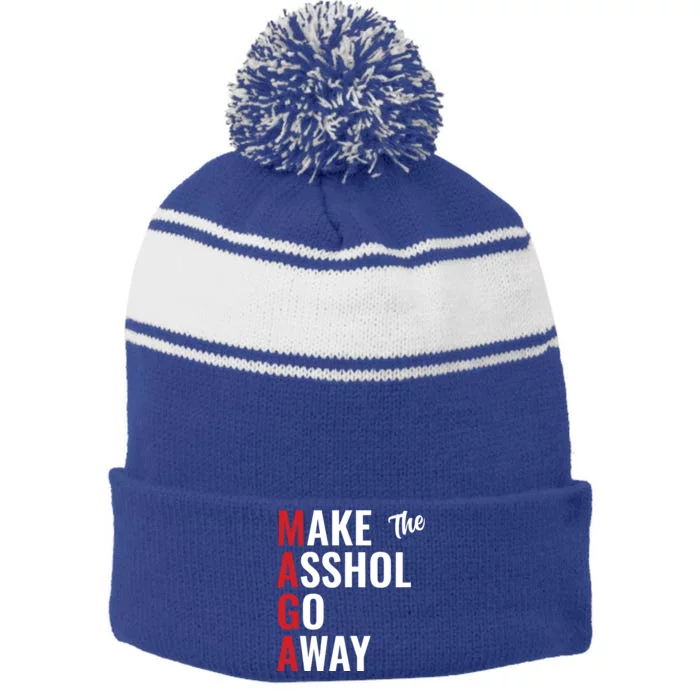 Funny Anti Trump Maga Make The Asshole Go Away Stripe Pom Pom Beanie