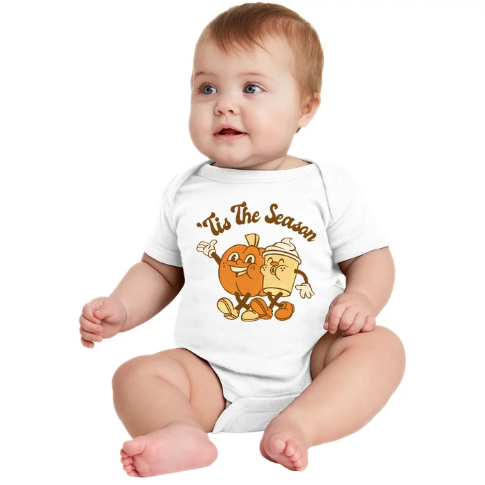 Fall Autumn Tis The Season Pumpkin Spice Coffee Latte Baby Bodysuit