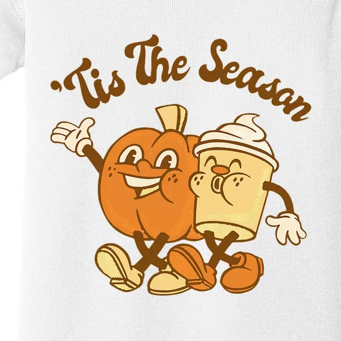 Fall Autumn Tis The Season Pumpkin Spice Coffee Latte Baby Bodysuit