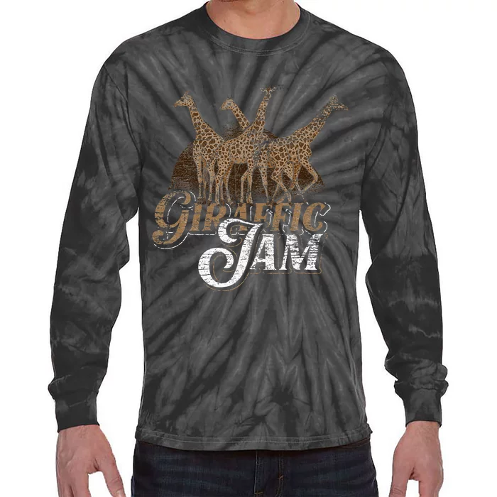 Funny Animal Traffic Jam Giraffe Tie-Dye Long Sleeve Shirt