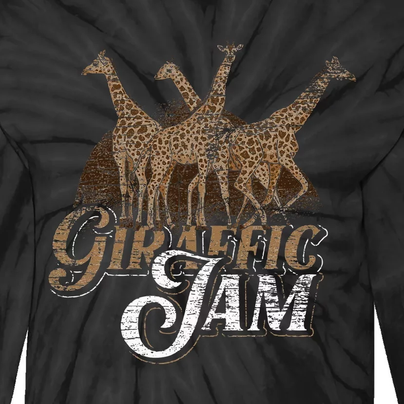 Funny Animal Traffic Jam Giraffe Tie-Dye Long Sleeve Shirt