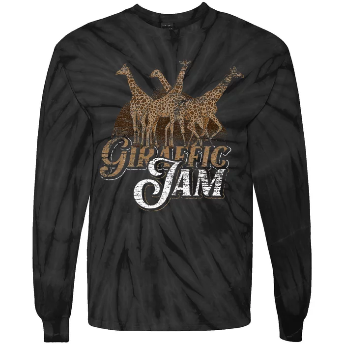 Funny Animal Traffic Jam Giraffe Tie-Dye Long Sleeve Shirt