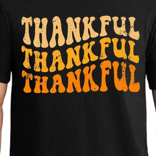 Fall Autumn Thankful Retro Groovy Thanksgiving Family Pajama Set