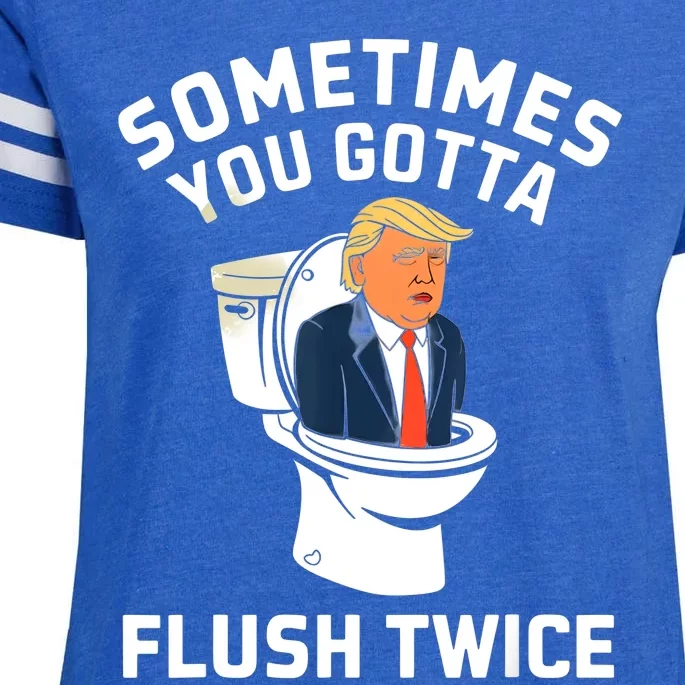 Funny Anti Trump Sometimes You Gotta Flush Twice Enza Ladies Jersey Football T-Shirt