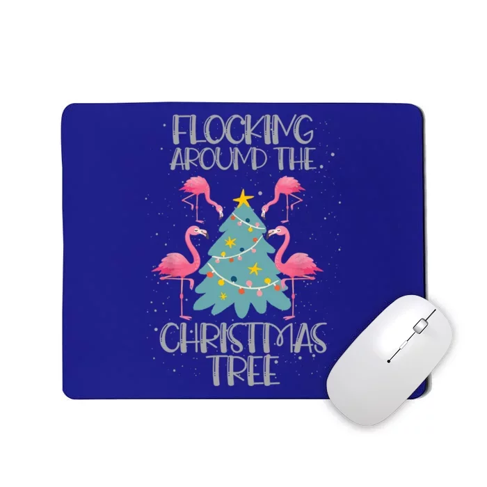 Flocking Around The Christmas Tree Funny Flamingo Merry Xmas Meaningful Gift Mousepad