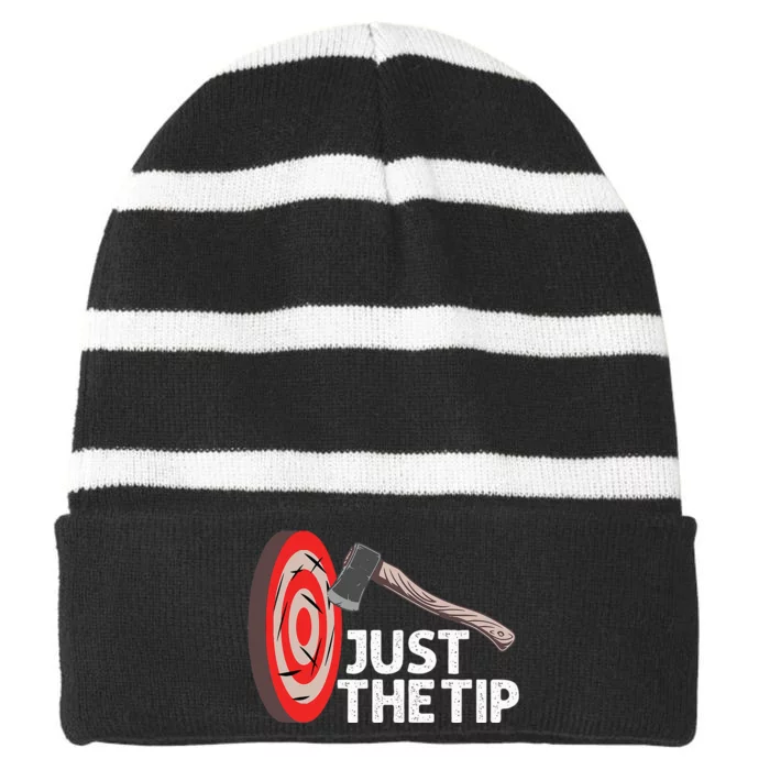 Funny Axe Throwing Design Axe Throwers Lovers Striped Beanie with Solid Band