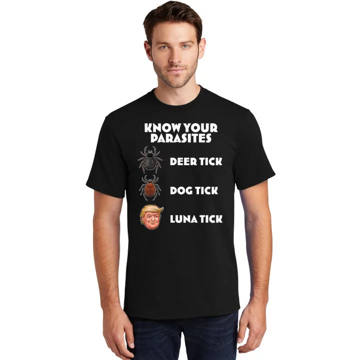 Funny Anti Trump Know Your Parasites Lunatic Design Tall T-Shirt