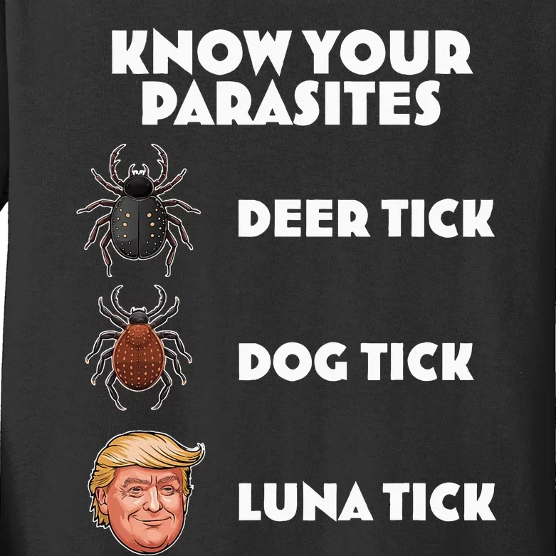 Funny Anti Trump Know Your Parasites Lunatic Design Kids Long Sleeve Shirt