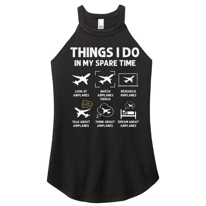 Funny Airplane Things I Do In My Spare Time Pilots Women’s Perfect Tri Rocker Tank