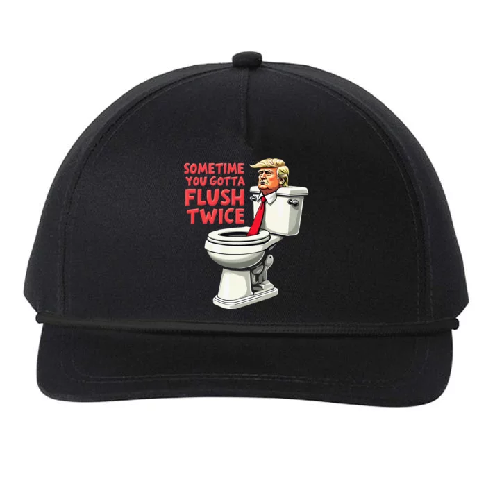 Funny Anti Trump Sometimes You Gotta Flush Twice Snapback Five-Panel Rope Hat