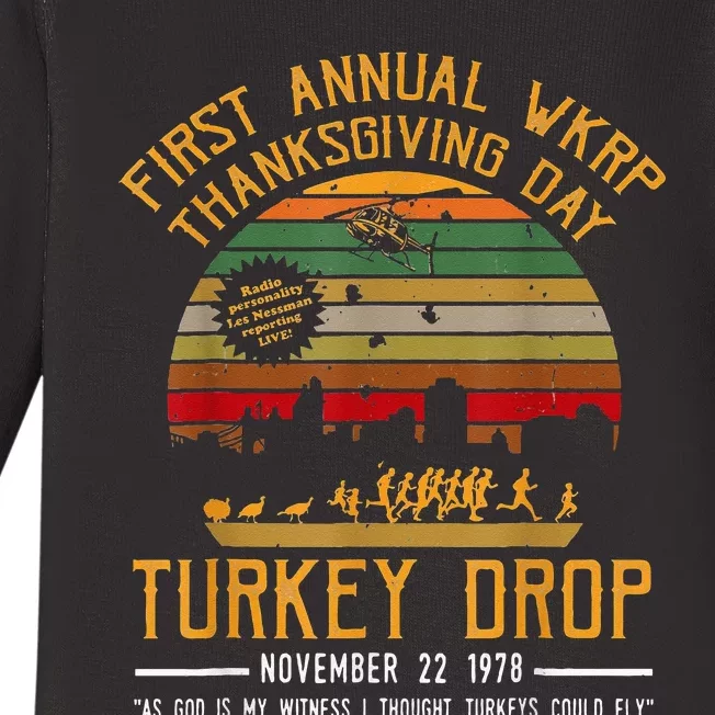 First Annual Thanksgiving Day Turkey Drop 22nd November Retr Baby Long Sleeve Bodysuit