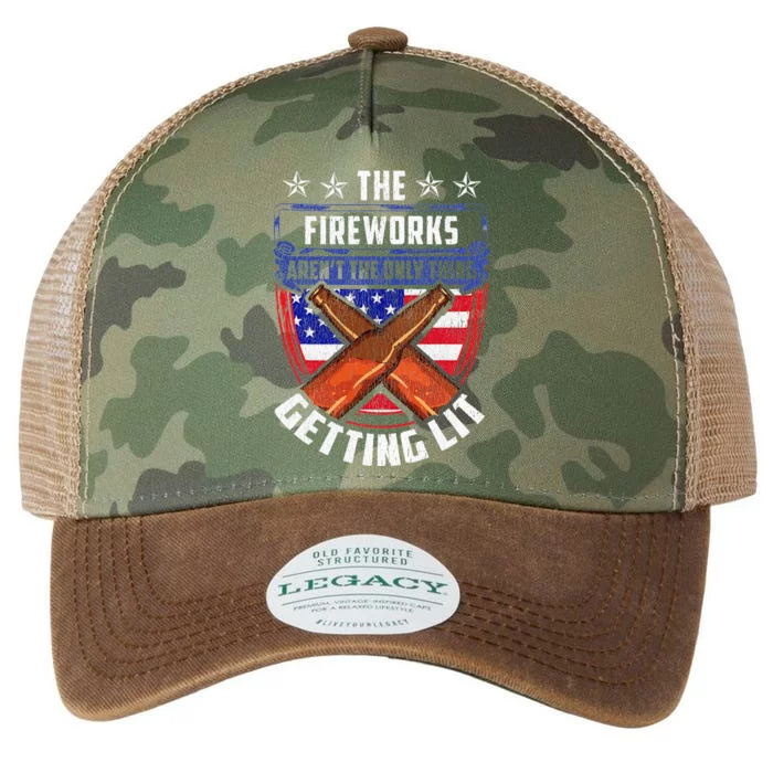 Fireworks Aren't The Thing Getting Lit Funny American Liquor Legacy Tie Dye Trucker Hat