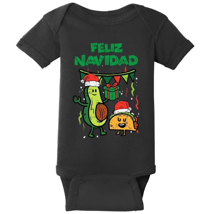 Festive Avocado Taco Fiesta for a Merry Mexican Christmas Baby Bodysuit