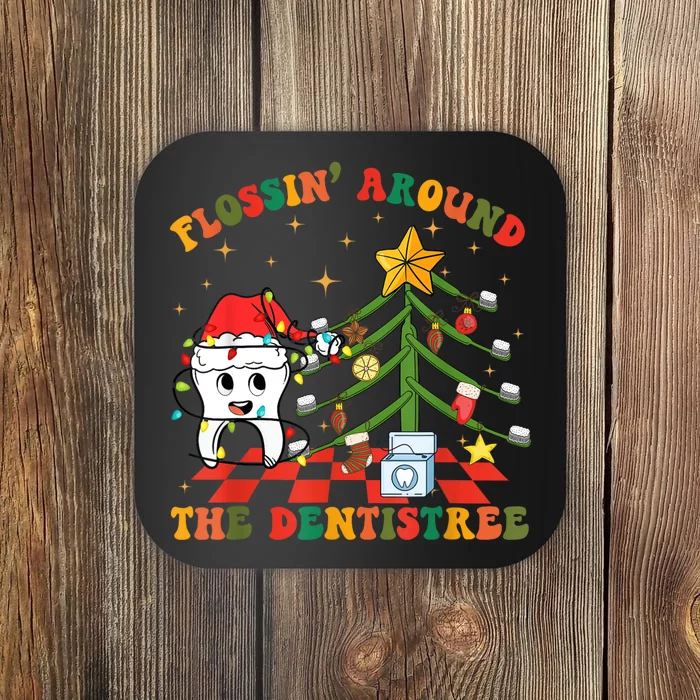 Flossing Around The Dentistree Funny Xmas Dental Hygienist Coaster