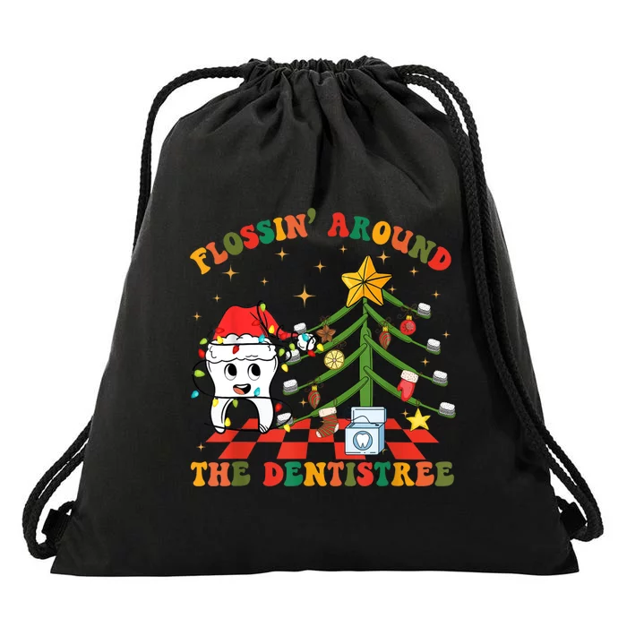 Flossing Around The Dentistree Funny Xmas Dental Hygienist Drawstring Bag