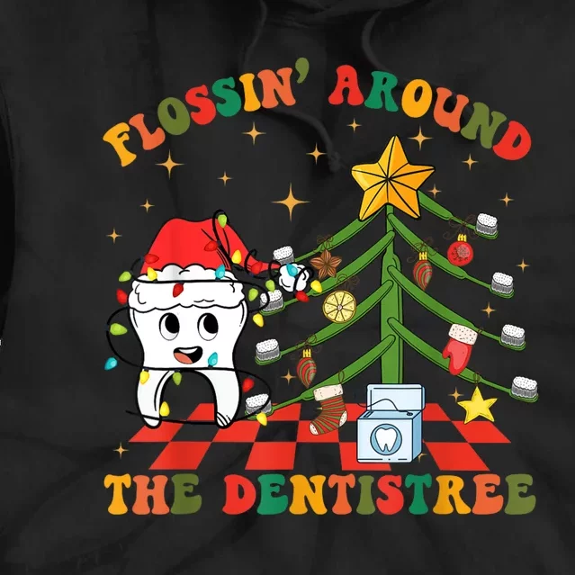 Flossing Around The Dentistree Funny Xmas Dental Hygienist Tie Dye Hoodie