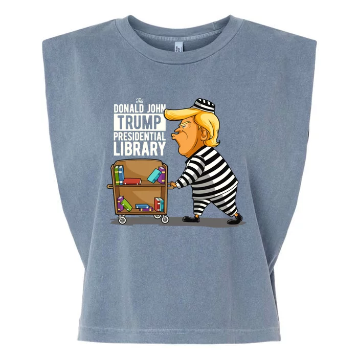 Funny Anti Trump Prison Trump Presidential Library Garment-Dyed Women's Muscle Tee