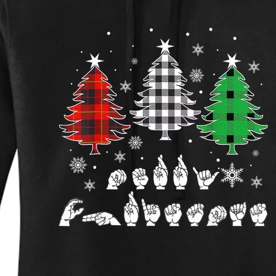 Funny Asl Trees Christmas American Sign Language Women's Pullover Hoodie