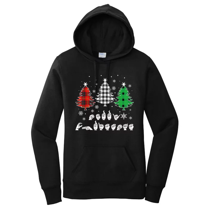 Funny Asl Trees Christmas American Sign Language Women's Pullover Hoodie