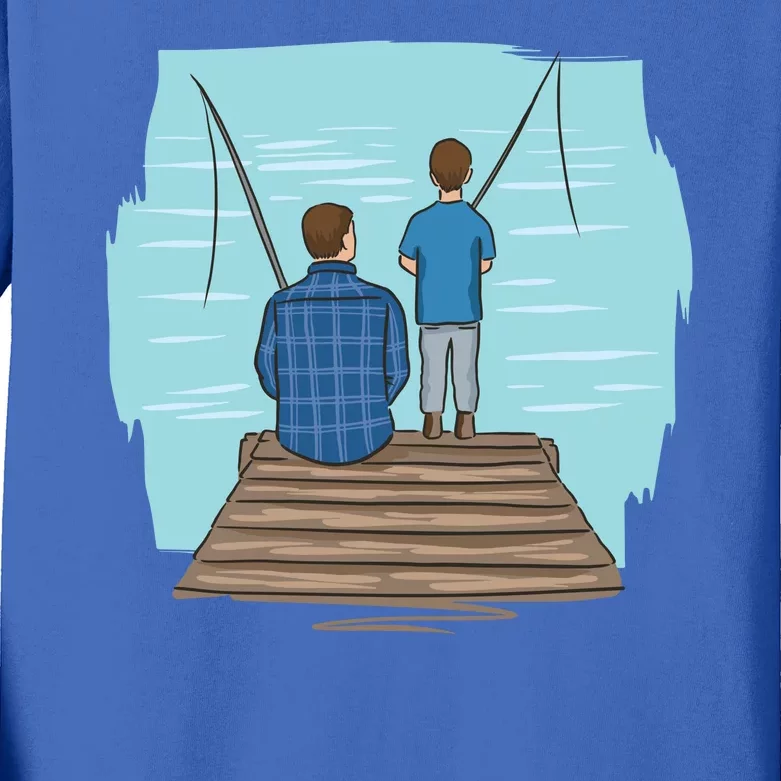 Father And Son Fishing Kids Long Sleeve Shirt