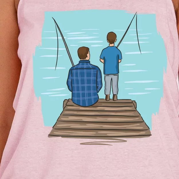 Father And Son Fishing Women's Knotted Racerback Tank