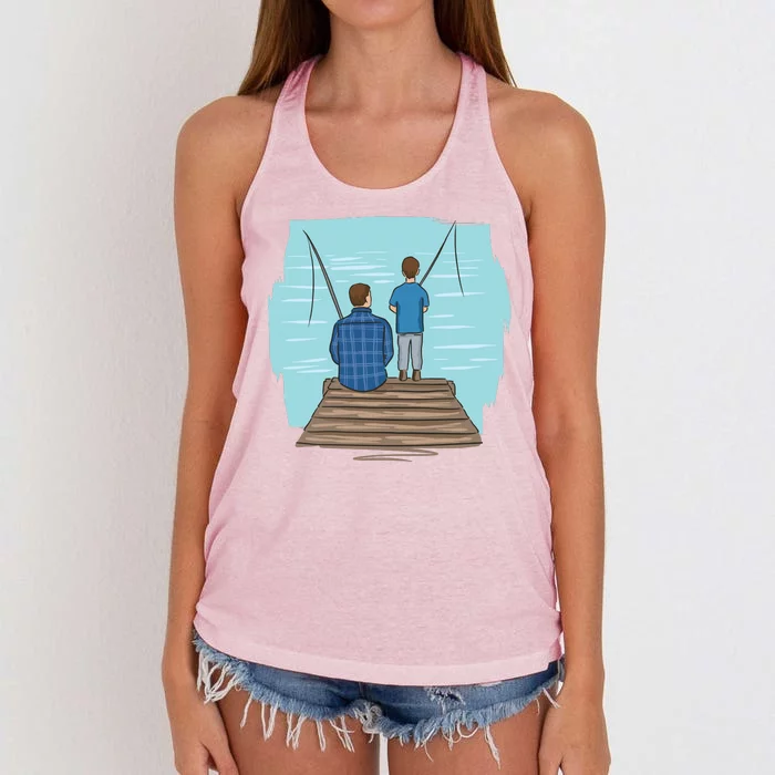 Father And Son Fishing Women's Knotted Racerback Tank