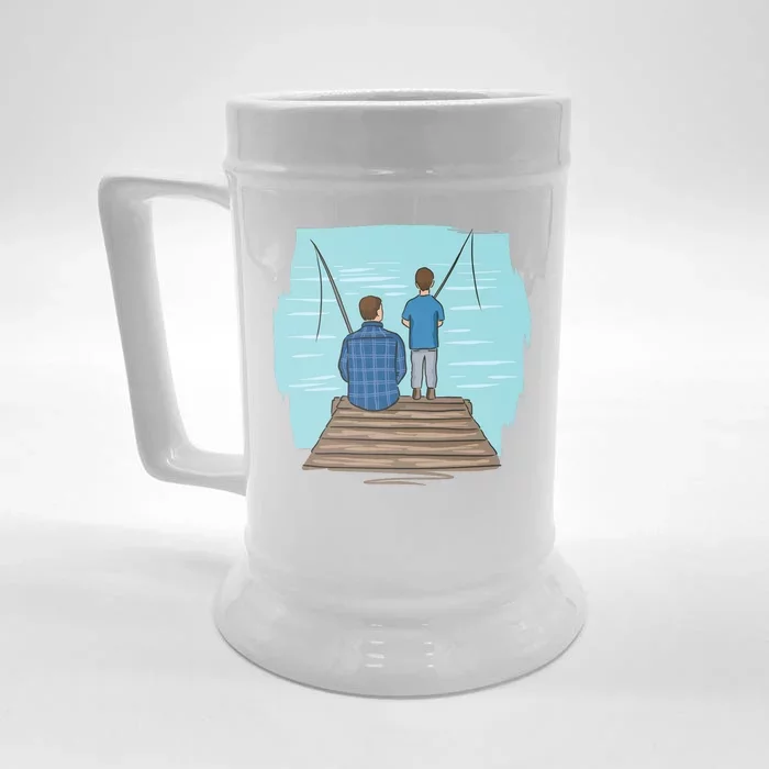 Father And Son Fishing Front & Back Beer Stein