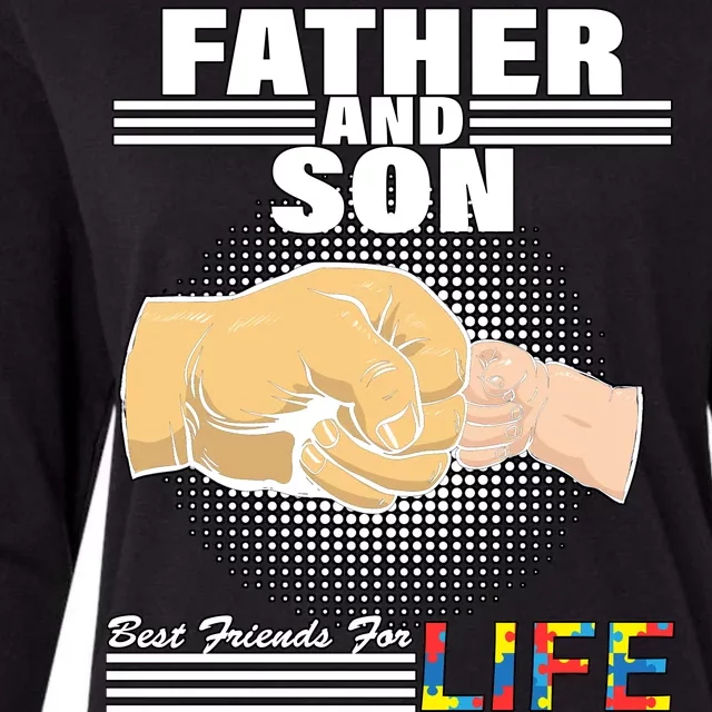 Father And Son Friends For Life Autism Awareness Womens Cotton Relaxed Long Sleeve T-Shirt