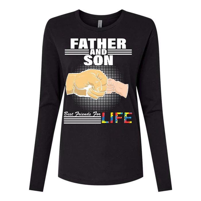 Father And Son Friends For Life Autism Awareness Womens Cotton Relaxed Long Sleeve T-Shirt