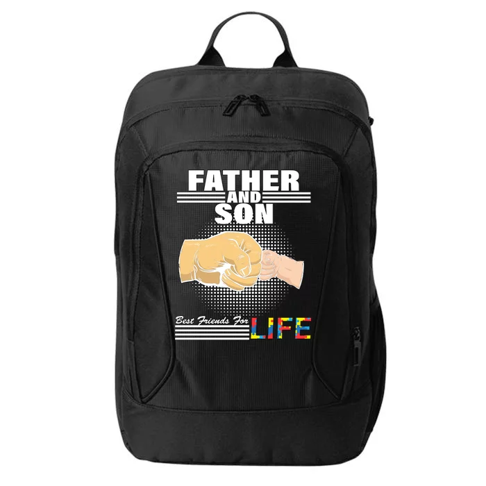 Father And Son Friends For Life Autism Awareness City Backpack