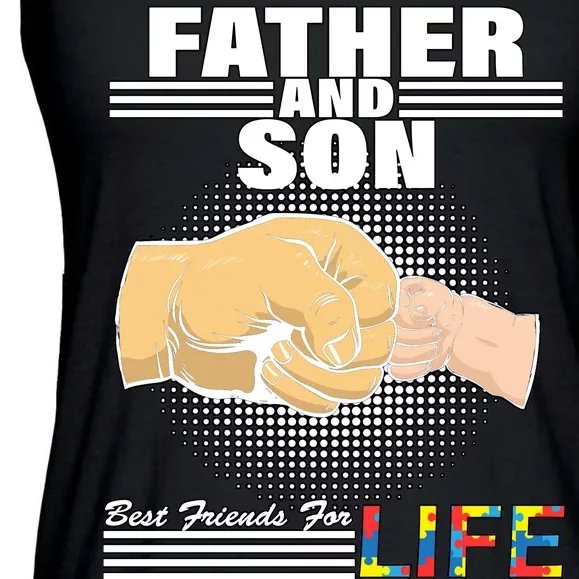 Father And Son Friends For Life Autism Awareness Ladies Essential Flowy Tank